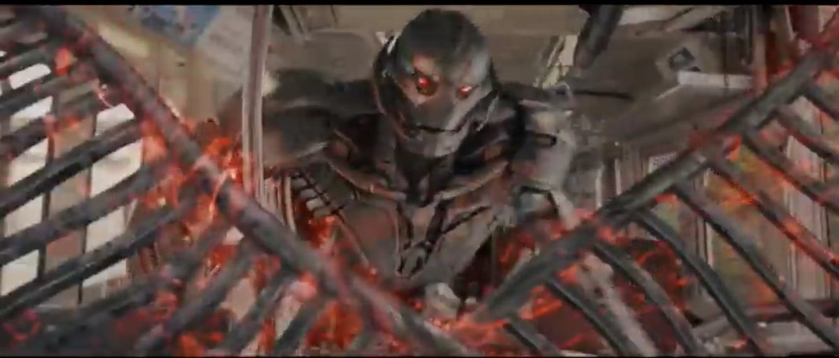 In the 2015 film AoU, the Scarlet Witch attempts to block Ultron’s path. Call that the Encage of Ultron