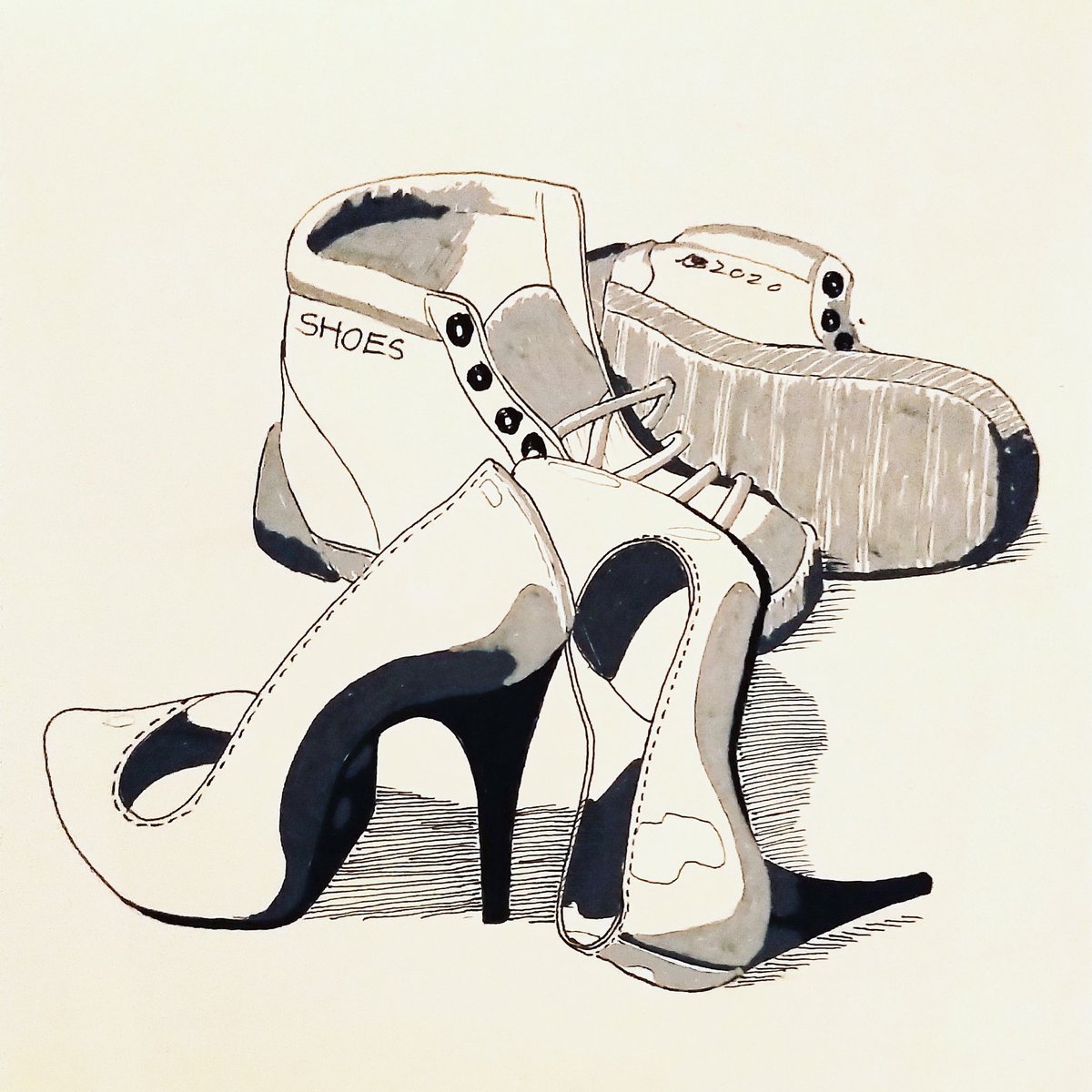#inktober day 29 brings you shoes that have to wait out whatever their owners are doing! o.O