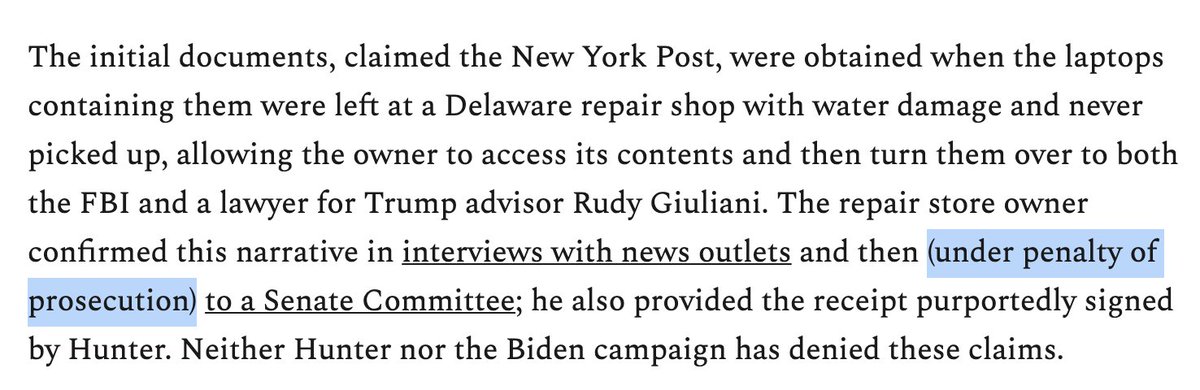 Glenn finds the repair store guy's Congressional testimony credible but makes no mention of the multiple sworn expert witnesses during impeachment who debunk the Burisma story he's floating.