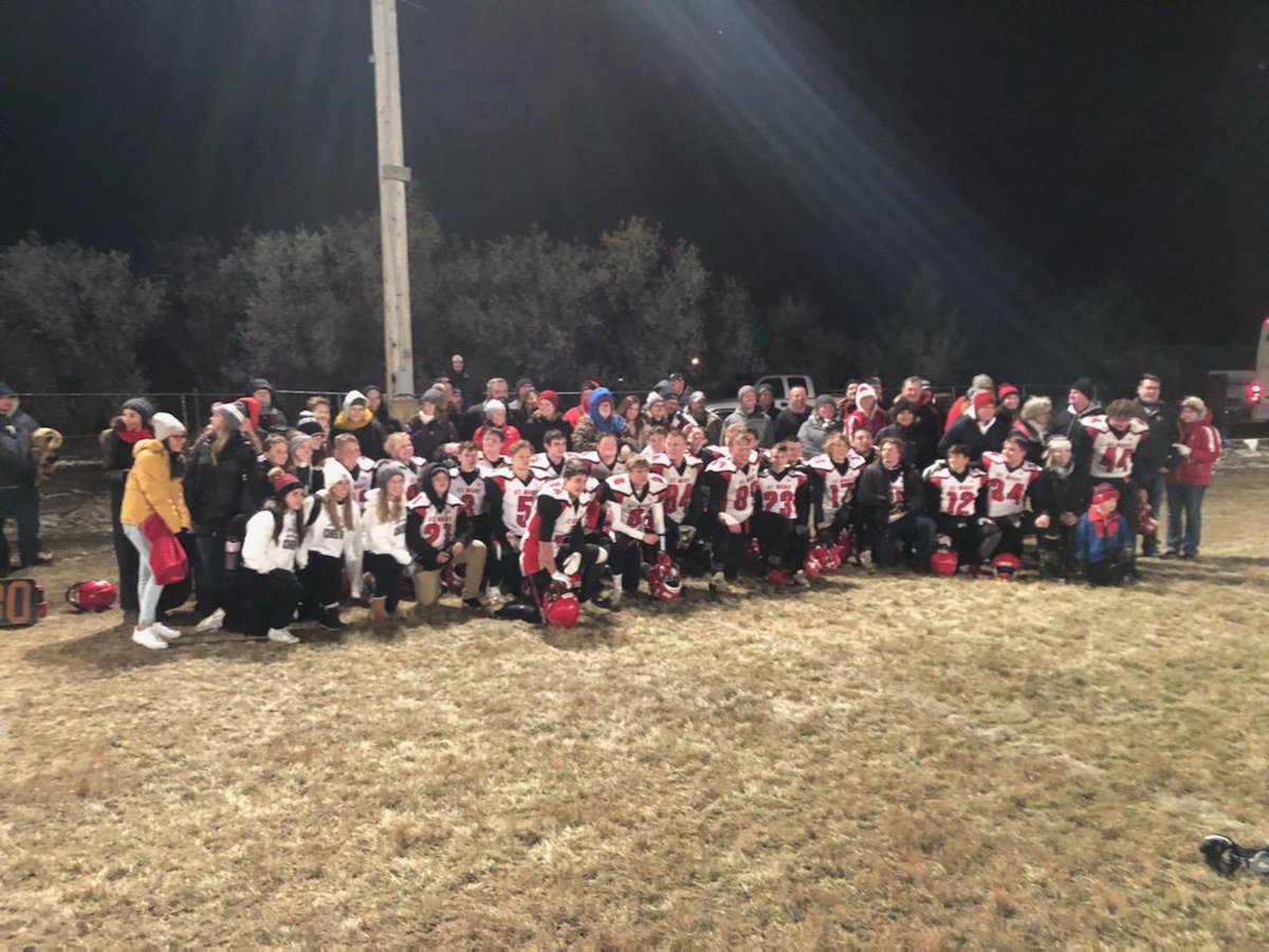 Cardinal Victory! St. Mary beats Faith 40-22 and is moving on to play Kadoka next Friday! Game time TBD. Thanks to our fans (many pictured here) who made the 5+ hour drive to cheer the boys on!