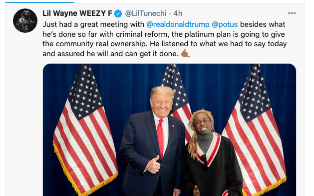 THIS IS LIL WAYNEHe's KNOWS President Trump will keep his word. Why? Because he has. (see  http://promiseskept.com ). The KKK will be designated a Terror org under the Platinum Plan (read it). Democrats have had over 60 years to do it, instead, they elevated KKK members! -VJ