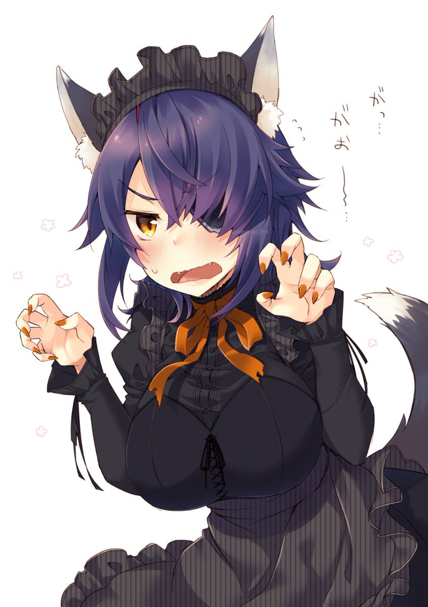 tenryuu (kancolle) 1girl solo breasts blush eyepatch hair over one eye tail  illustration images