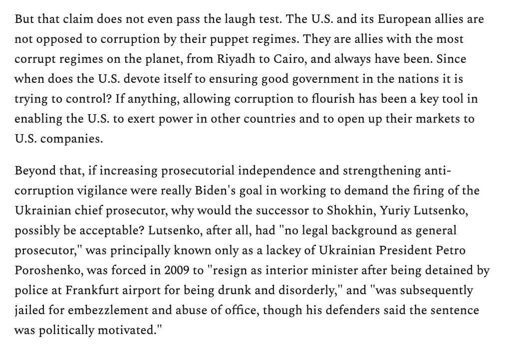 Glenn says the US and EU never pursue anti-corruption efforts. Know where you can find some proof to the contrary? WikiLeaks CableGate. Indeed, you can even find Susan Rice pursuing anti-corruption efforts in Palestine, pretty much the opposite of what Glenn claims they show.