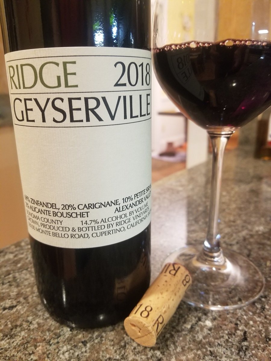 winecompass's tweet photo. Who's going the @RhoneRangers Happy Carignan Day zoom tasting that starts at 7pm ET. I will be sipping along with this @RidgeVineyards 2018 Geysersville blend. #rhonerangers #carignan #carignanday #sonoma #thecompasscbf #wine #wines https://t.co/8G5LBHxI2Z