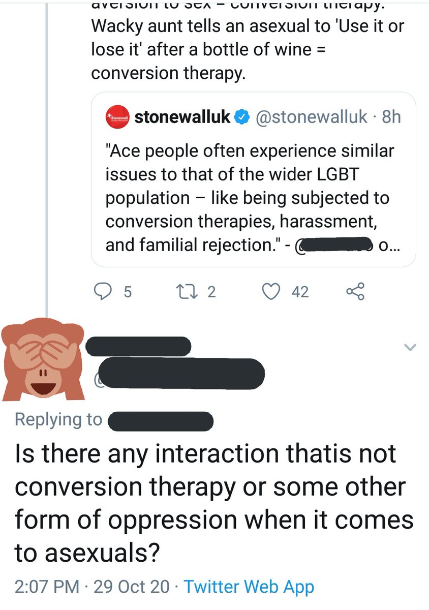 Anti-ace trolls are experts at minimizing issues. This may come as a surprise, but we actually do know what conversion therapy is. It's the terfs who seem confused KW: "aphobic and proud" "not lgbt" "just wanna be oppressed" "by definition"