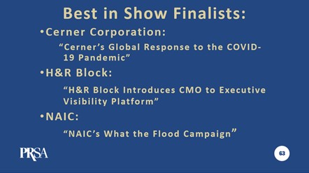 GKCPRSA's tweet photo. Our Best in Show Finalists are! #KCPRISM #GKCPRSA https://t.co/eT5JljCLVw