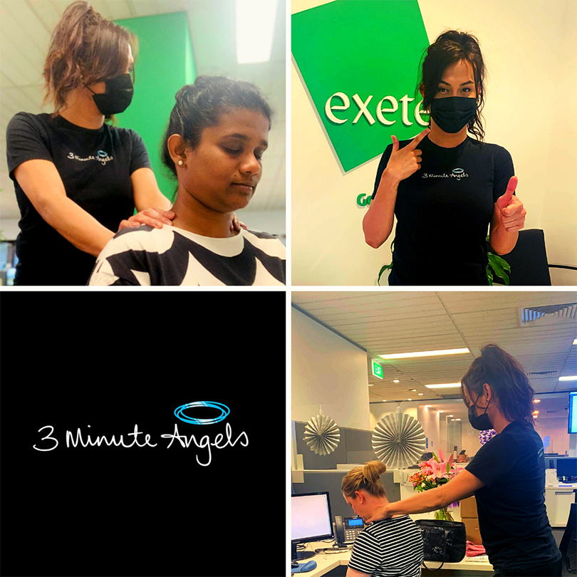 3MinuteAngels's tweet photo. Exetel enjoyed their Massages last week! Great to be back 😇 Book your Angels today https://t.co/E5po6VWyyQ or call 1300 662 022 #3MinuteAngels #AngelEvents #Exetel #exetelmassageday #massageday #massageforall #AngelsGuide2Massage #VirtualHalo #Angels #HaloMassage https://t.co/8nXjeOtIEX