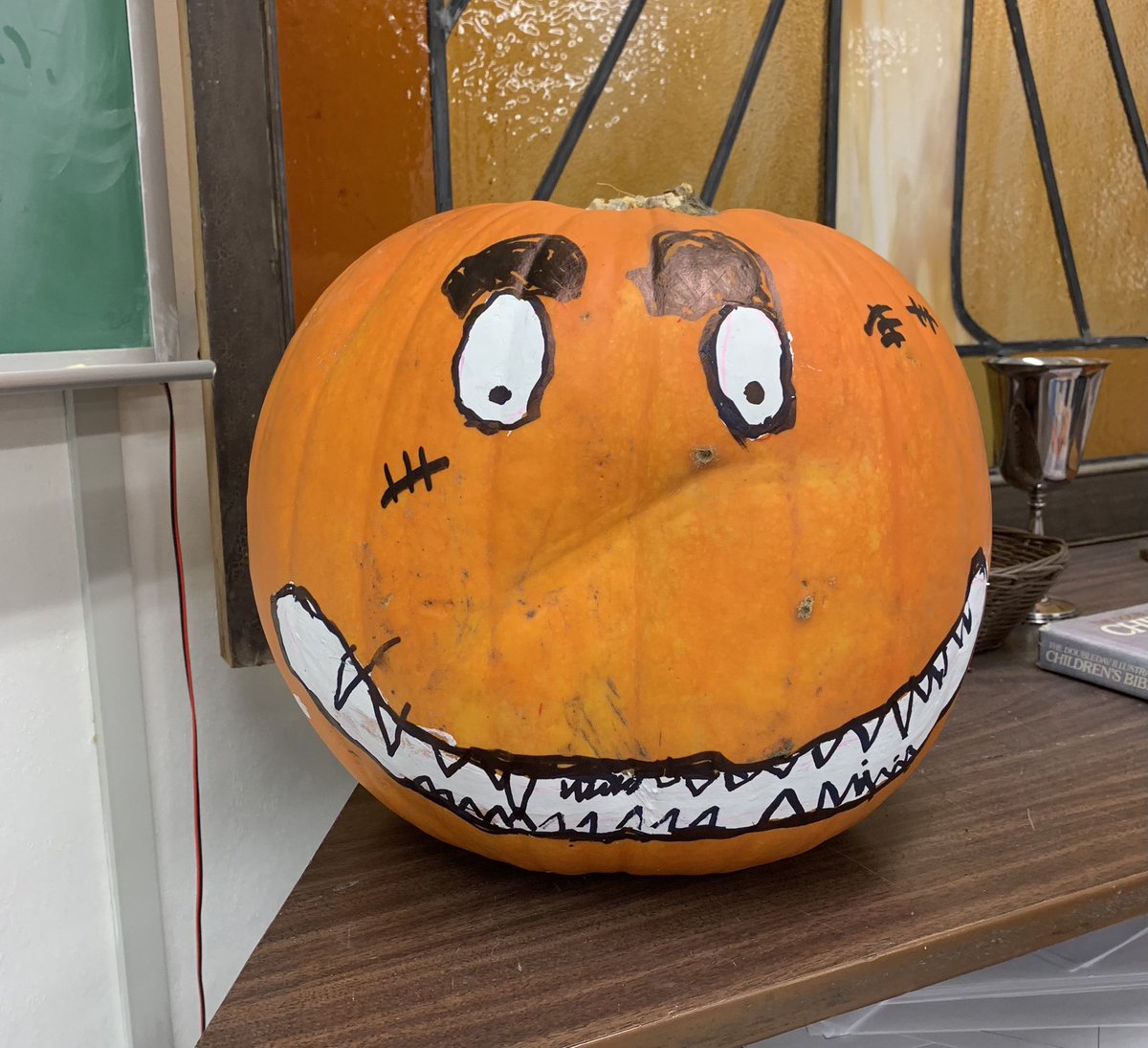 StGemmaEA's tweet photo. Students in @brownjgemma class all designed different ideas for our classroom pumpkin and then voted for their favourites! They had fun painting the winning designs!! #art #halloweenfun #grade2artists #pumpkinpainting https://t.co/SAeiEYo5zL