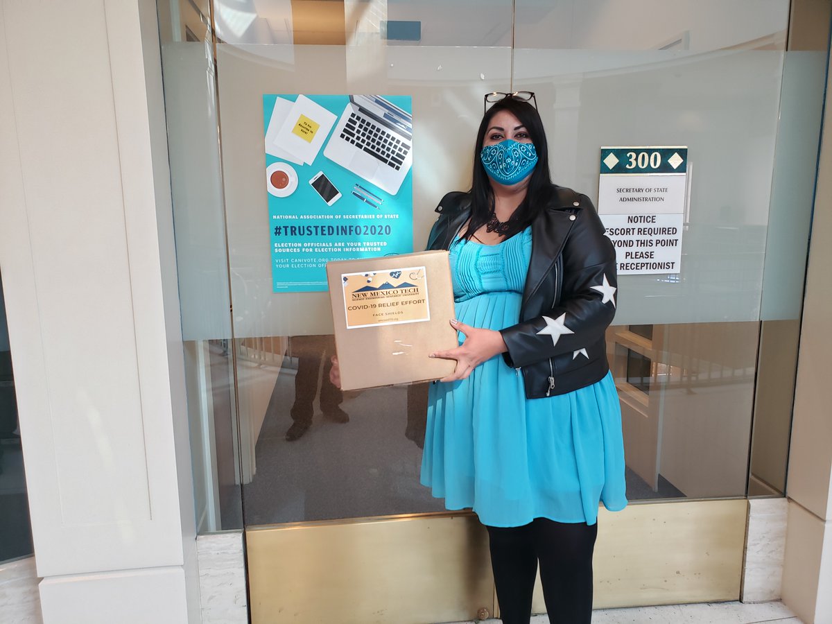Thanks to bigbyte.cc for helping us get a bunch of face shields (donated by <a href="/newmexicotech/">New Mexico Tech</a> Energetic Materials Research and Testing Center) to the <a href="/nmsecofstate/">New Mexico Secretary of State</a> for distribution to poll workers.