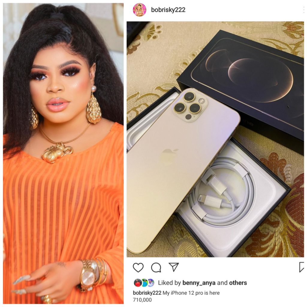 Idris Okuneye, Nigerian cross dresser, also known as Bobrisky, is reportedly to be the first male celebrity in Nigeria to purchase an iPhone 12 pro.