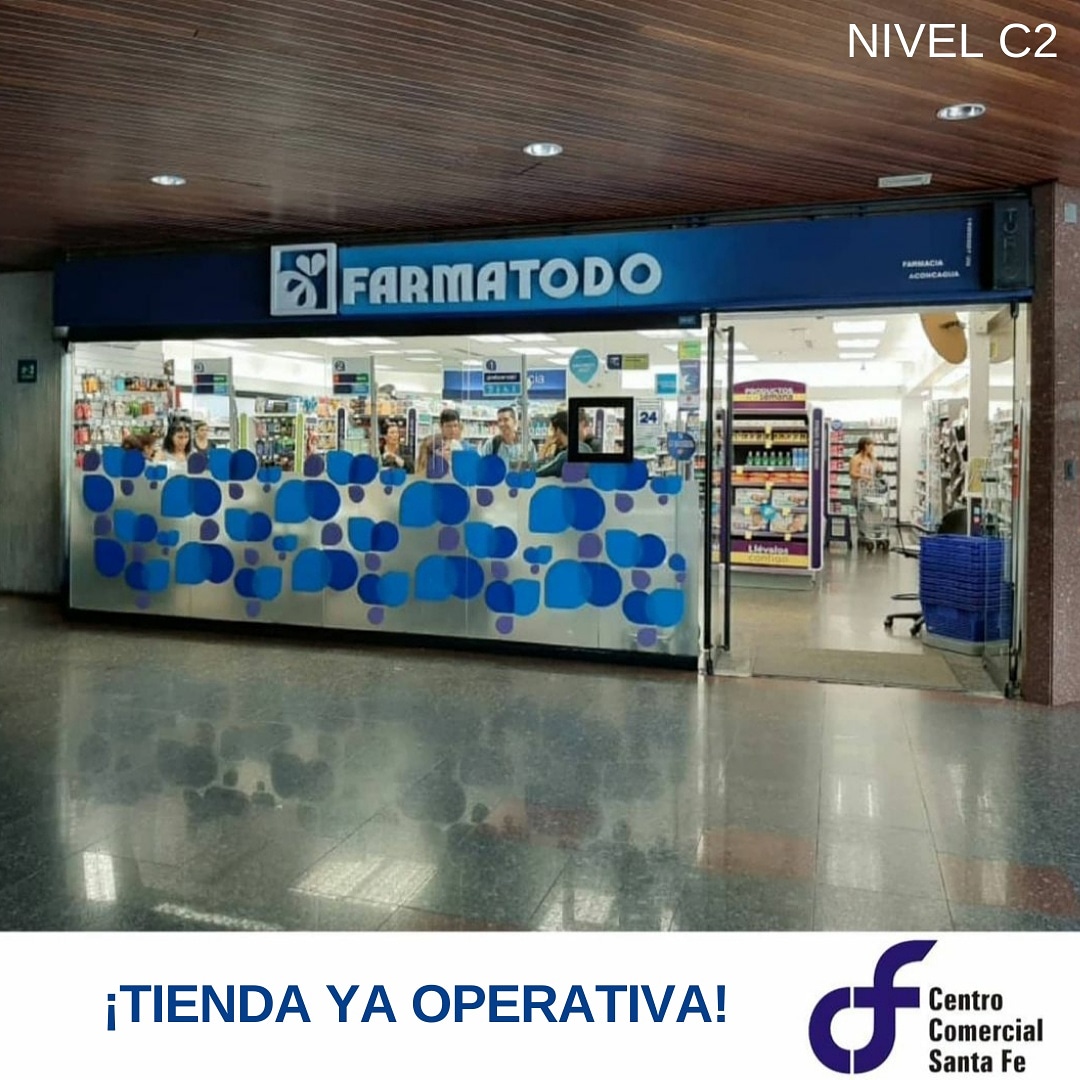 Anunciamos la reapertura de la tienda <a href="/farmatodovzla/">Farmatodo Venezuela </a> en el Centro Comercial Santa Fe. Los esperamos para que realicen sus compras de manera segura,  cumpliendo con las normas de prevención. 
#CCSantaFevzla #Farmatodo #caracas #venezuela #santafenorte