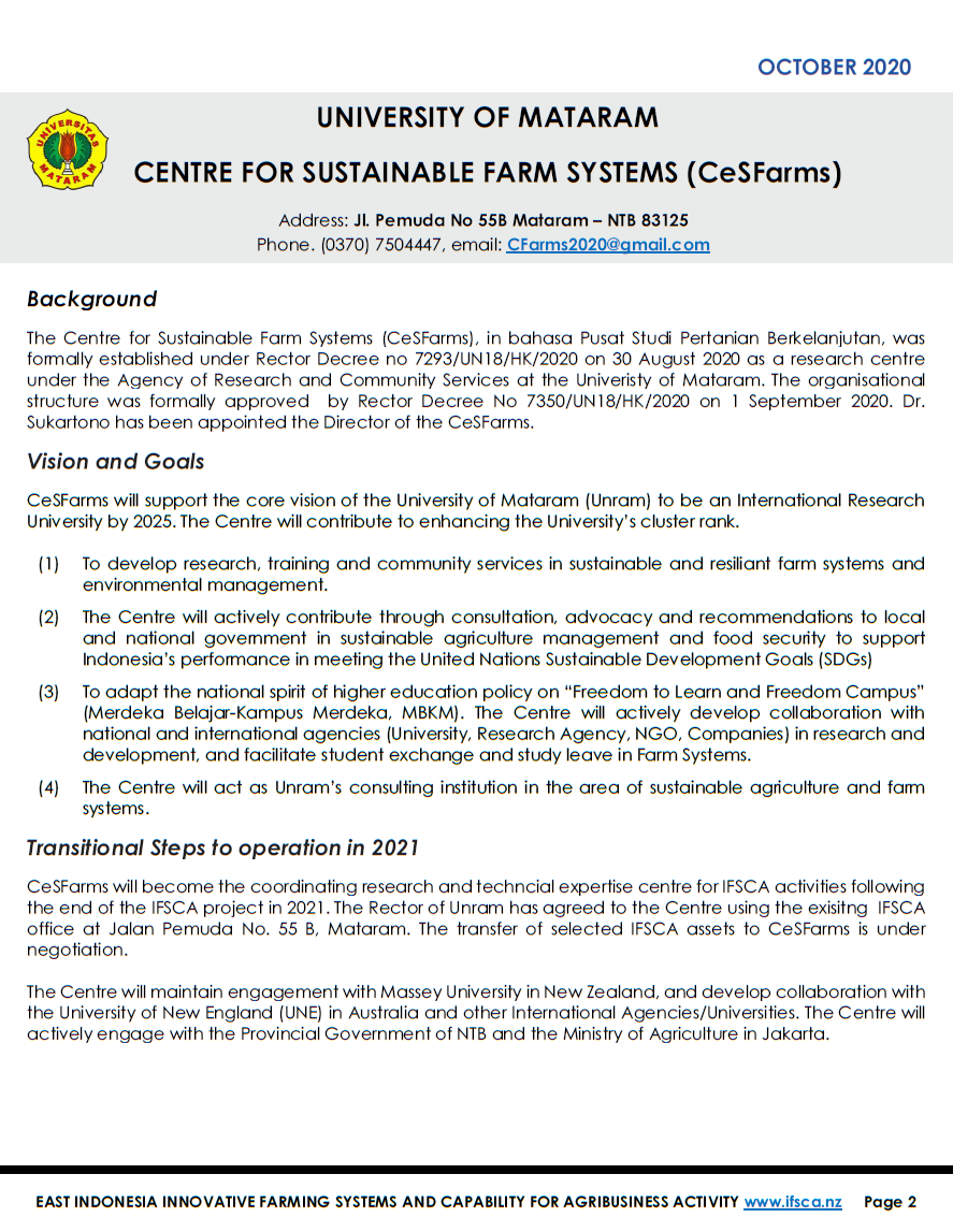 IFSCA_Activity's tweet photo. Massey has been involved with the Innovative Farming Systems &amp; Capability for Agribusiness Activity (IFSCA) project for five years.  We outline the transition plan to evolve these centres into long-term sustainable units. #NTBAgribusiness @NZinJakarta #NZMantul #NZAid @MasseyUni https://t.co/LHwtpcd5fk