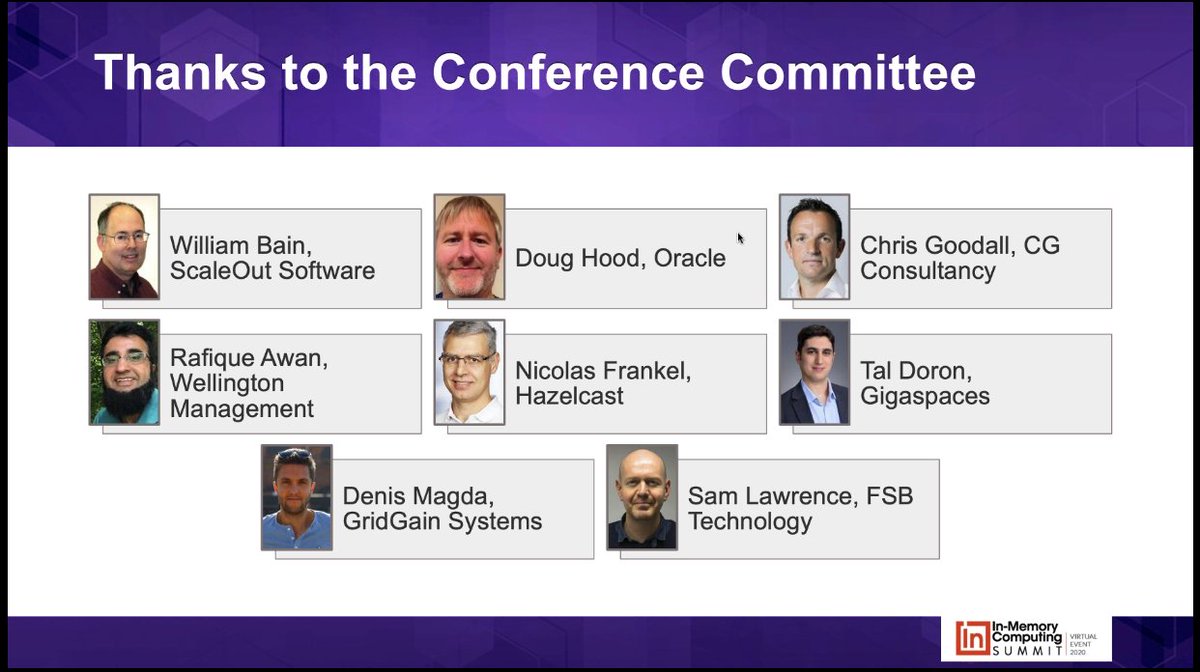 imcsummit's tweet photo. The #IMCSummit 2020 Virtual Conference is a wrap! A huge thank you to the conference committee for putting together such a program! @ScaleOut_Inc @ScalableDBDoug @denismagda @Wellingtonmgt's Rafique Awan @nicolas_frankel @chrisg_uk @taldoron @fsbtech's Sam Lawrence https://t.co/i03bCbLwUW
