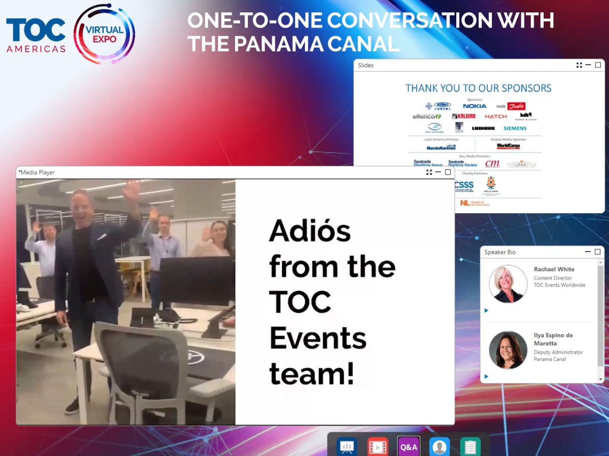 mundomaritimo's tweet photo. First-ever #TOCAmericasVirtualExpo comes to an end, after three days of truly exceptional webinars and in-depth analysis of the industry's latest trends through the pandemic and beyond! @TOCWorldwide #TOCAmericas #port #Conference #networking #TECHTOC #MundoMaritimo https://t.co/Fa3yef9mIt
