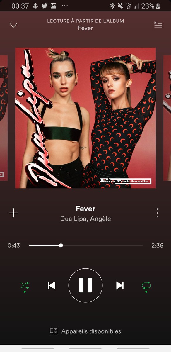 4) FEVER de Dua Lipa et Angèle. Elle est sortie il ya 53min mais elle est juste TELLEMENT BIEN CA VA STREAM EN BALLE LES ZIGOTOS. J'adore les vibes je m'attendais pas a mieux je surkiffe.  #jyyj  #DuaLipa  #Angèle  #FEVER