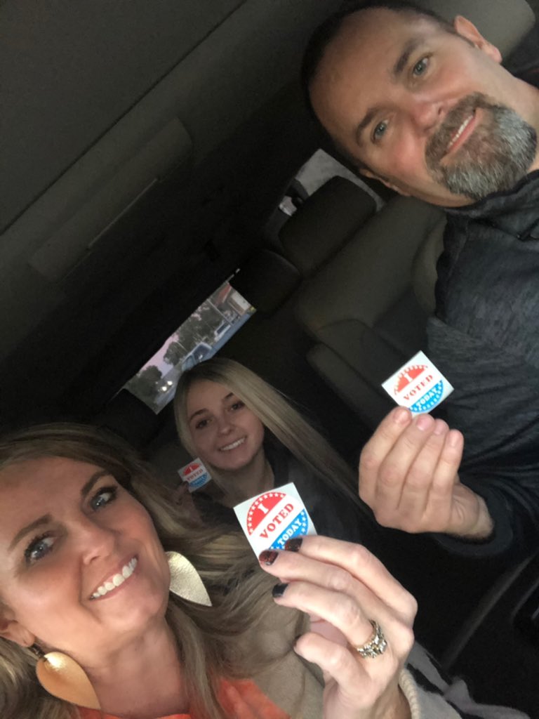 CaraCrissy's tweet photo. Voted! ✔️Carley’s first time to vote! Pretty stinking cool! ❤️🤍💙 https://t.co/QsNt3hvXHd