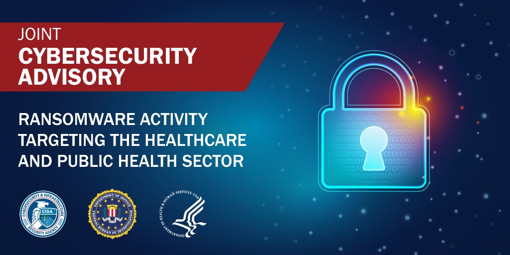 CISA Cyber (@cisacyber) on Twitter photo 🚨 UPDATE 🚨
.<a href="/CISAgov/">Cybersecurity and Infrastructure Security Agency</a>, <a href="/FBI/">FBI</a>, & <a href="/HHSGov/">HHS.gov</a> have made substantial TTP & IOC updates to the joint advisory on recent #healthcare sector cyberattacks. Healthcare and public health organizations: review this new info to protect your networks from #ransomware.
us-cert.cisa.gov/ncas/alerts/aa… 🚨 UPDATE 🚨
.<a href="/CISAgov/">Cybersecurity and Infrastructure Security Agency</a>, <a href="/FBI/">FBI</a>, & <a href="/HHSGov/">HHS.gov</a> have made substantial TTP & IOC updates to the joint advisory on recent #healthcare sector cyberattacks. Healthcare and public health organizations: review this new info to protect your networks from #ransomware.
us-cert.cisa.gov/ncas/alerts/aa…