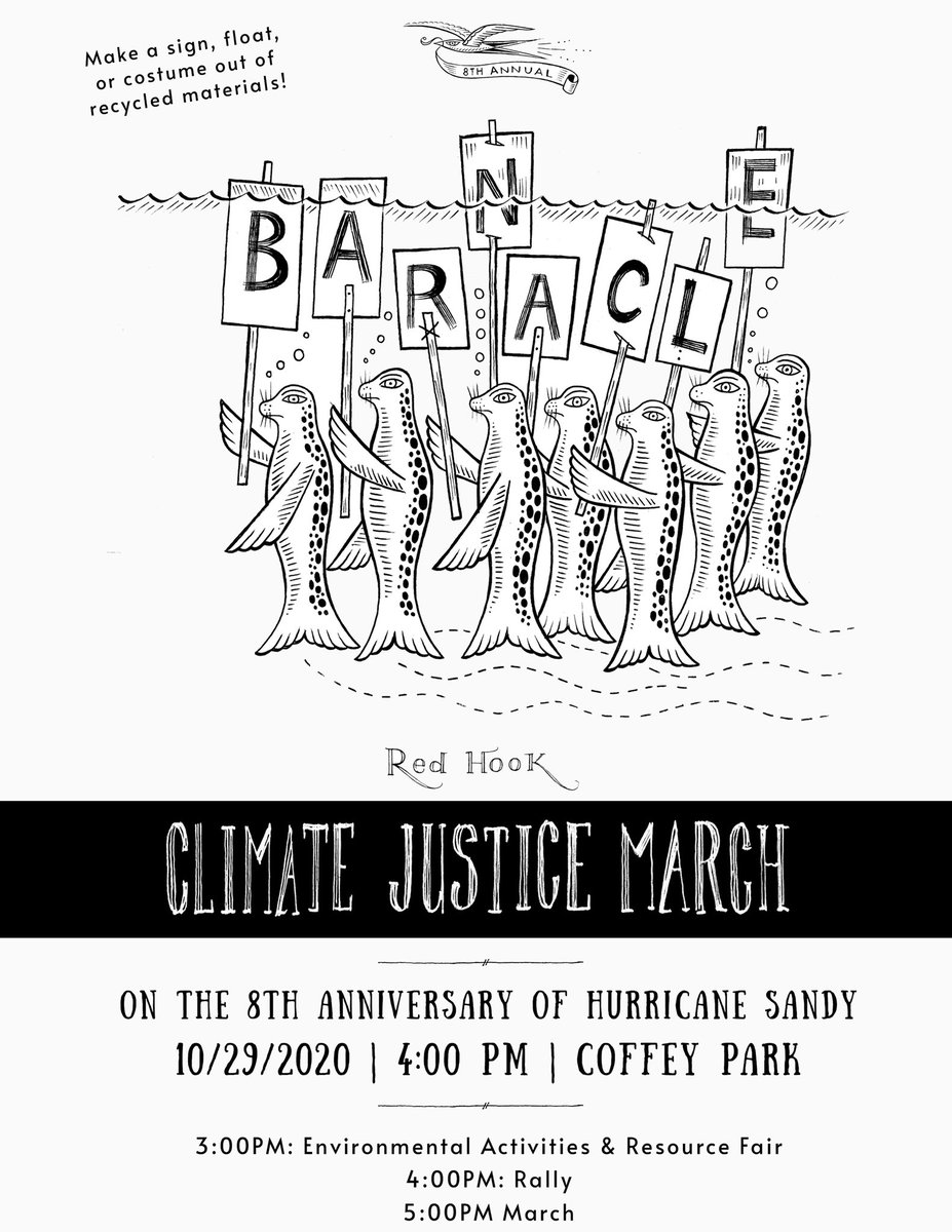cmenchaca's tweet photo. @JackHites @WBAI @LtGovHochulNY @QuinnipiacPoll Jeff, thank you for having me on today. Here are photos of the climate justice march in Red Hook and the nook we found to call in. It was a costume inspired... #sandyversary #barnacleparade https://t.co/hwtJyWPm4h