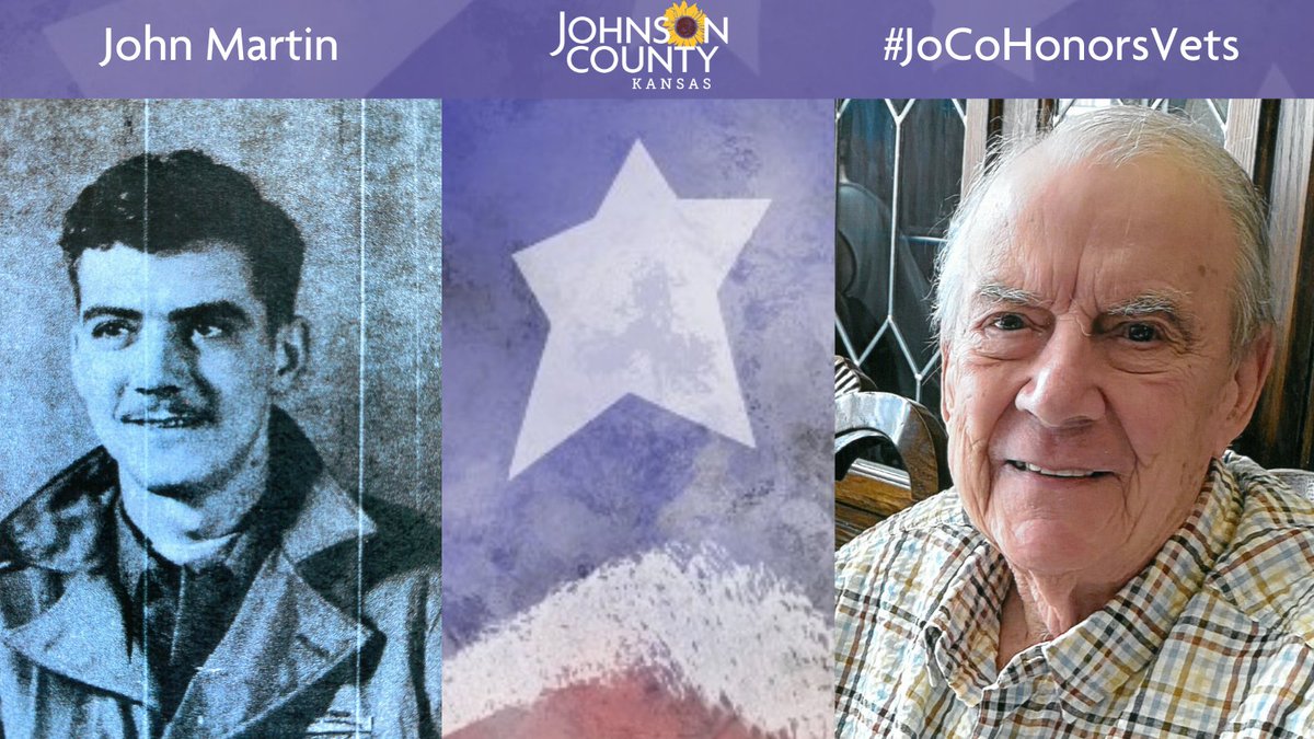 Meet John Martin who resides in  @CityofOlatheKS and is a World War II veteran. Visit his profile to learn about a highlight of an experience or memory from WWII:  https://www.jocogov.org/dept/county-managers-office/blog/john-martin  #JoCoHonorsVets 
