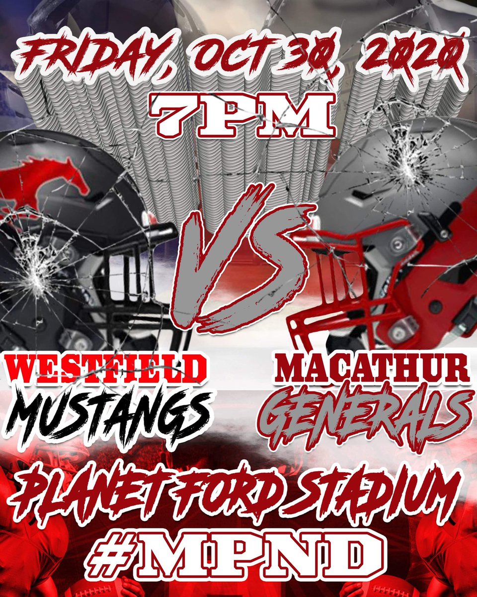 MacFBallBooster's tweet photo. Game day this Friday! Come out to support your Generals! Dont forget to dress warm.  It will also be online at Texan Live https://t.co/AsBUY8Ljew. @MacArthur_FB @macpridesalute @MacGenAthletics https://t.co/TcKOCGnG2O