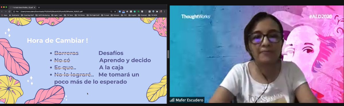 ¿Y si todo fuera posible? Qué privilegio es escucharle siempre a <a href="/kaizen_fer/">Mafer Escudero</a> una mujer maravillosa, gran profesional, coach y amiga. Increíble esta charla muy inspiradora, desde hoy tendré mi cajita 😊 #ALD2020 @ThoughtWorksANS