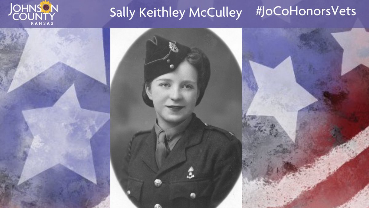 Meet Sally Keithley McCulley who resides in  @CityofShawneeKS. She is a World War II veteran who served in the British Army’s Royal Signal Corps.Visit her profile to learn about a highlight of an experience or memory from WWII:  https://www.jocogov.org/dept/county-managers-office/blog/sally-keithley-mcculley  #JoCoHonorsVets 