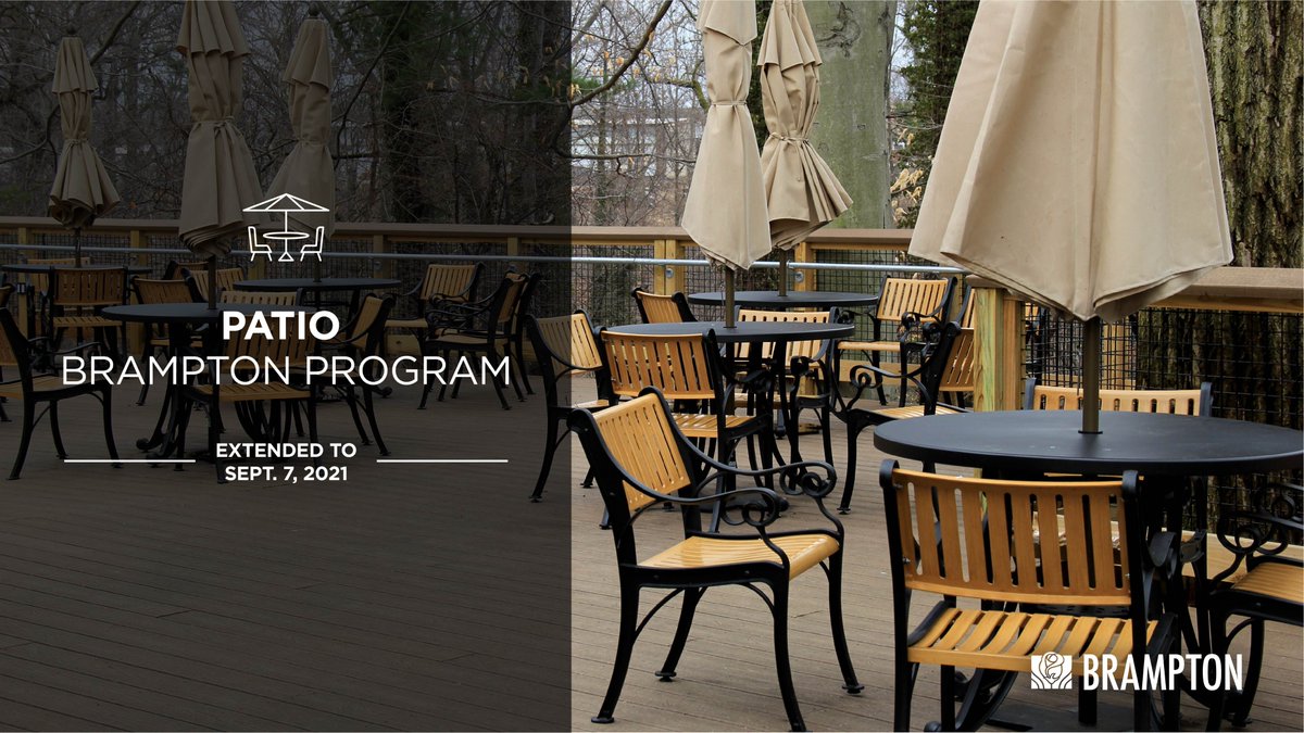 Just released | Brampton Council supports local restaurants and extends Patio Brampton program to 2021. Read more: ow.ly/Akmo50C6FAw