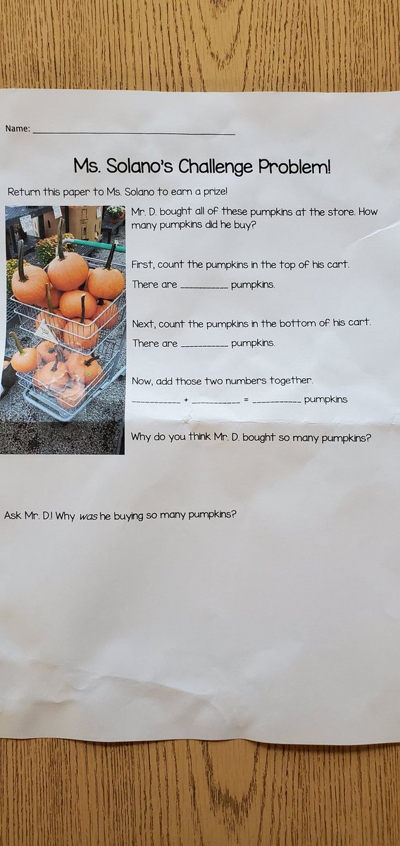 TomDiNatale's tweet photo. First I joked about being a word problem, and now I am one! Thanks @a2ndwithSolano! https://t.co/pfpzG6JDeX