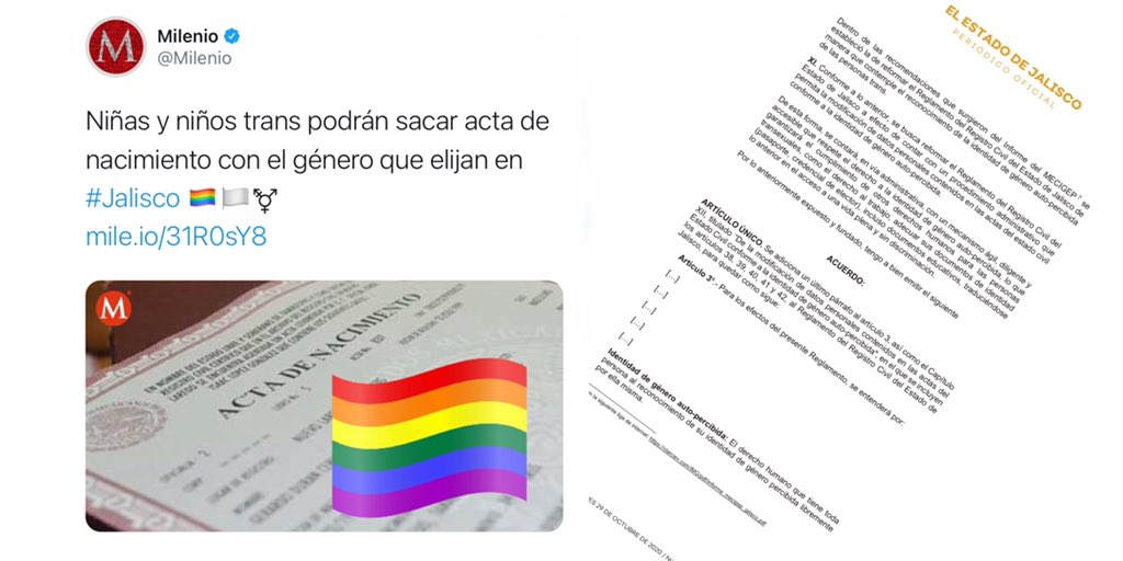 El gobernador de Jalisco <a href="/EnriqueAlfaroR/">Enrique Alfaro</a> aprobó la modificación del género en las actas de nacimiento, lo que no sabe es que en las actas dice sexo y no género.

Cómo siempre <a href="/MovCiudadanoMX/">Movimiento Ciudadano | Movimiento Naranja</a> en la promoción de la #IdeologíaDeGénero! ❌

#NoALaIdeologiaDeGenero 
#Elecciones2021