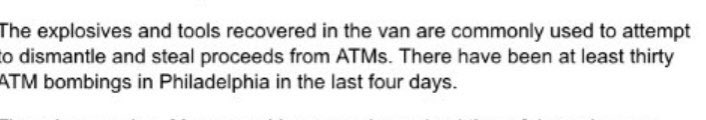  #PhiladelphiaJUST IN:Two men CHARGED with transporting explosives in van stopped on Ben Franklin Parkway. License plate was covered with tape on City Ave among a convoy of vehicles.Sticks of dynamite, propane tank torch, taser, drills, box cutters & Machetes inside.