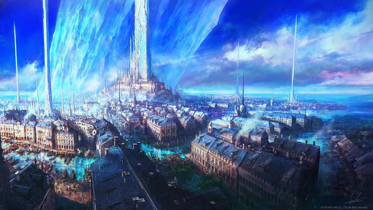 So, I find this kind of aesthetically pleasing on one level. Huge blue crystal, the spires, the colors, etc.It has a Venice vibe, which is a BIT better than the faux Minas Tirith of the previous image.but then I look in the background and see those clouds and am-