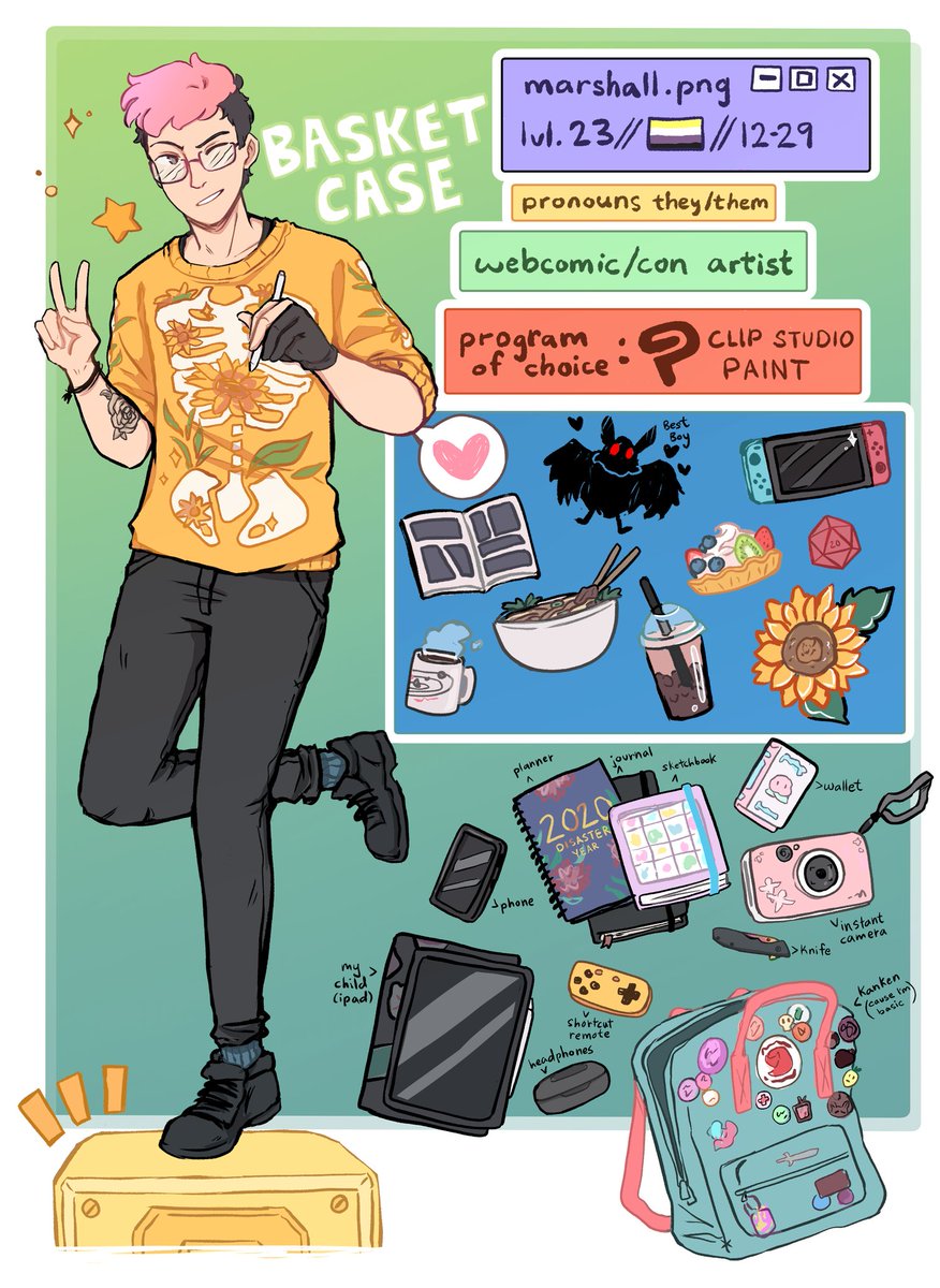 basketcase_art's tweet photo. Hello I'm Marshall a nonbinary artist who primarily works on comics and occasional animations. I attend conventions around the US and enjoy making lgbtqia+ related
content💕

🖥️ https://t.co/QvBNqN40ZK
✉️ artbybasketcase@gmail.com
👇 Check out my comic 👇
https://t.co/pos8DCZ1MW https://t.co/1cZmhdgDpr