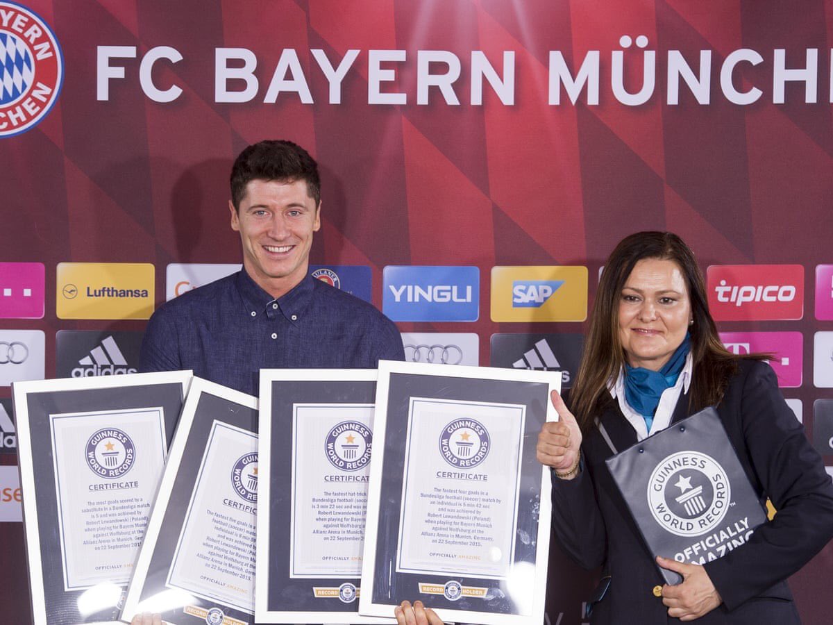 This game earned Lewandowski 4 Guinness World Records. Most goals scored by a sub in the BundesligaFastest Bundesliga hat-trick Fastest 4 goals in a BL match Fastest 5 goals in a BL match “It’s a great honour to have my achievements hit the Guinness World Records”