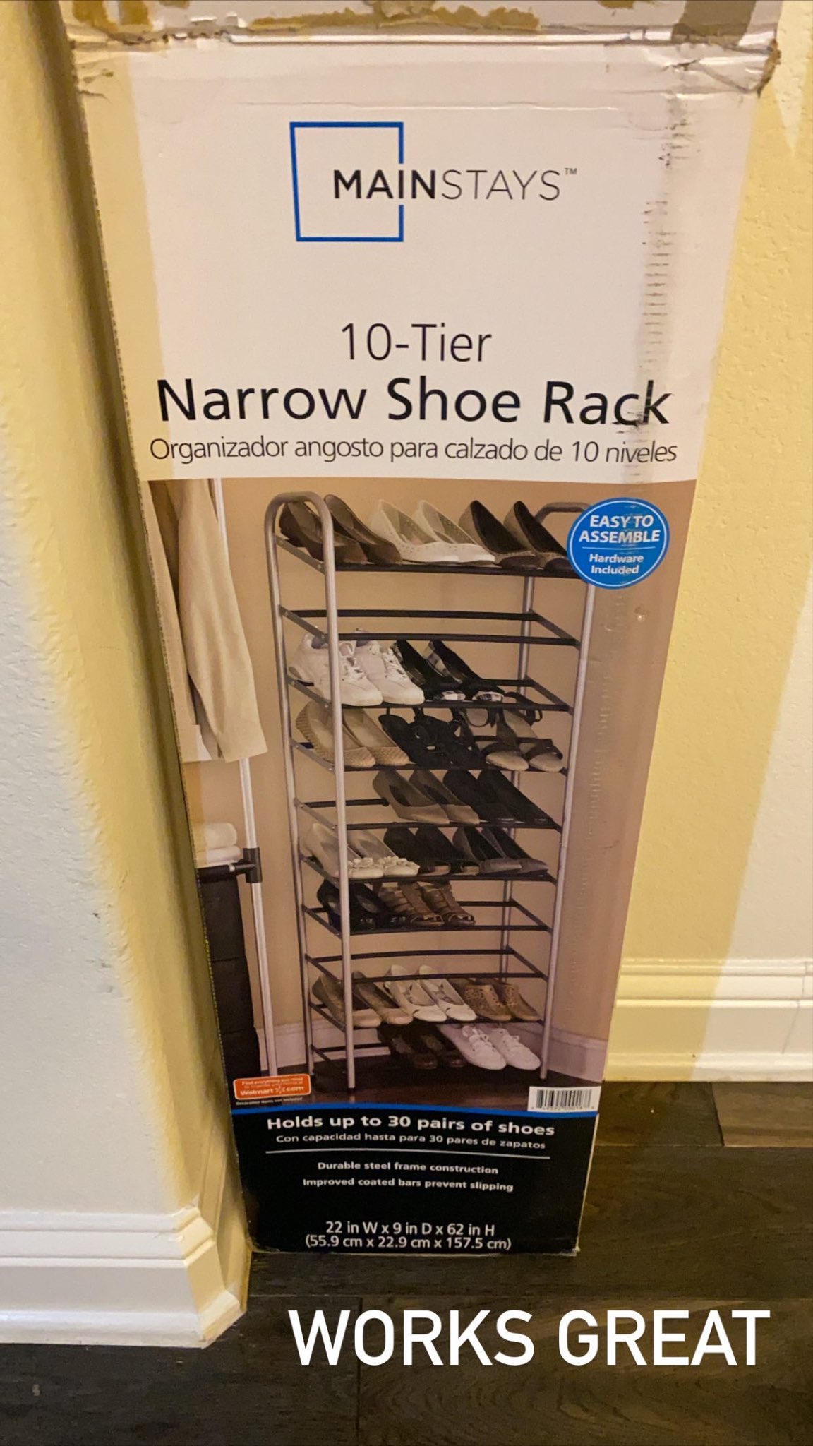 Mainstays 10-Tier Shoe Rack, Silver