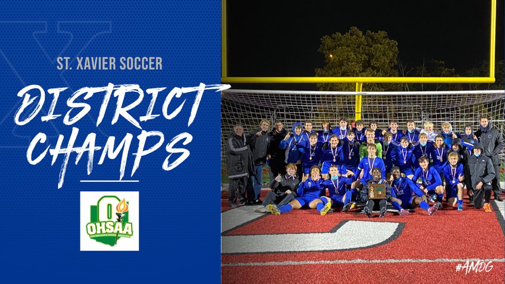stxsports's tweet photo. St. Xavier Soccer 2020 District Champs! 4 years in a row! 
#AMDG https://t.co/59nWMER50f