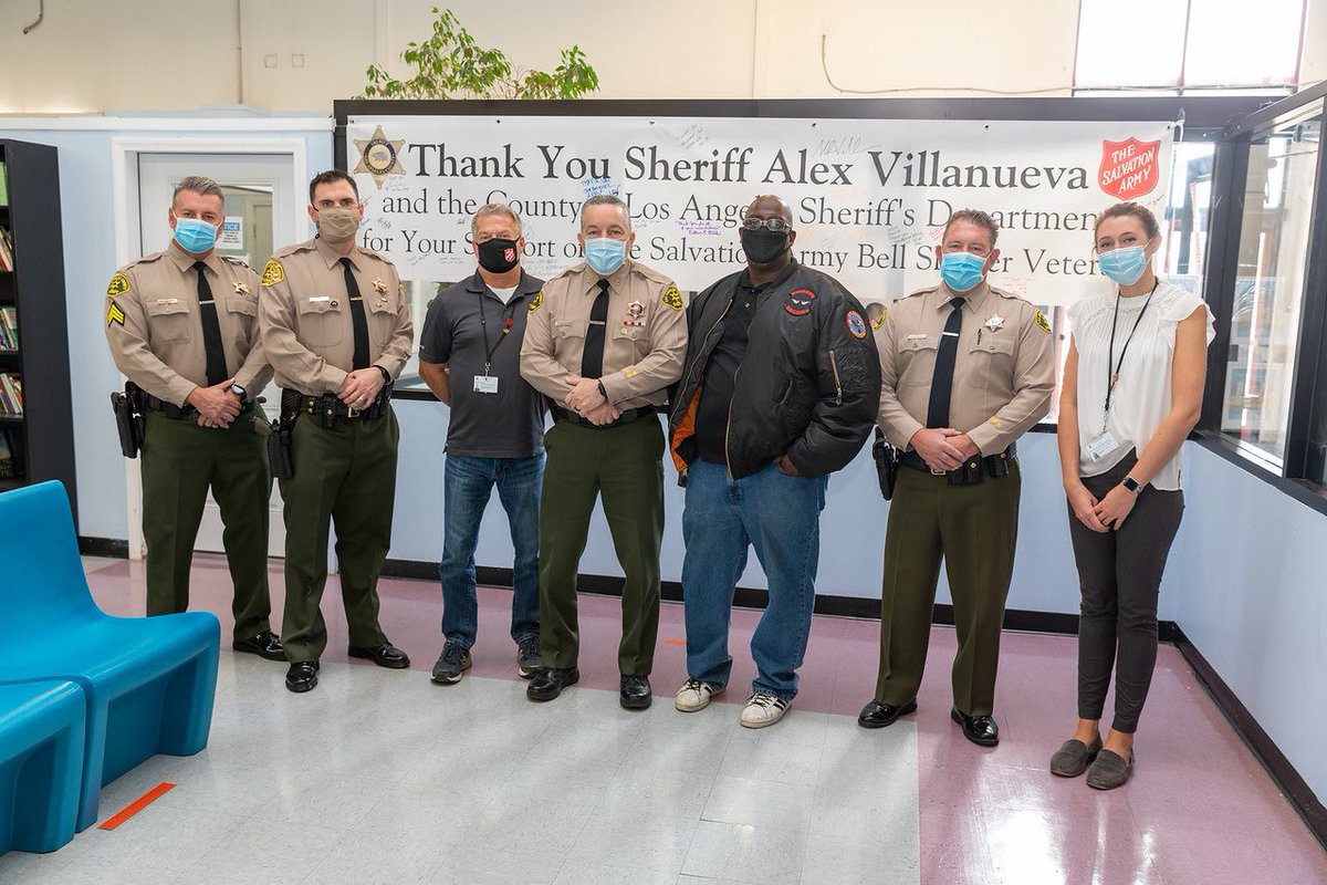 Homeless Veterans with Alex Villanueva donating to fund the Salvation Army Shelter