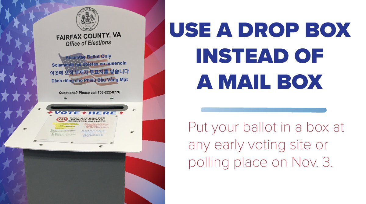 Fairfax County Votes If You Mail Back Your Ballot Now It May Not Arrive In Time Use A Ballotdropbox Instead Boxes Are Offered At All Early Voting Sites And Every