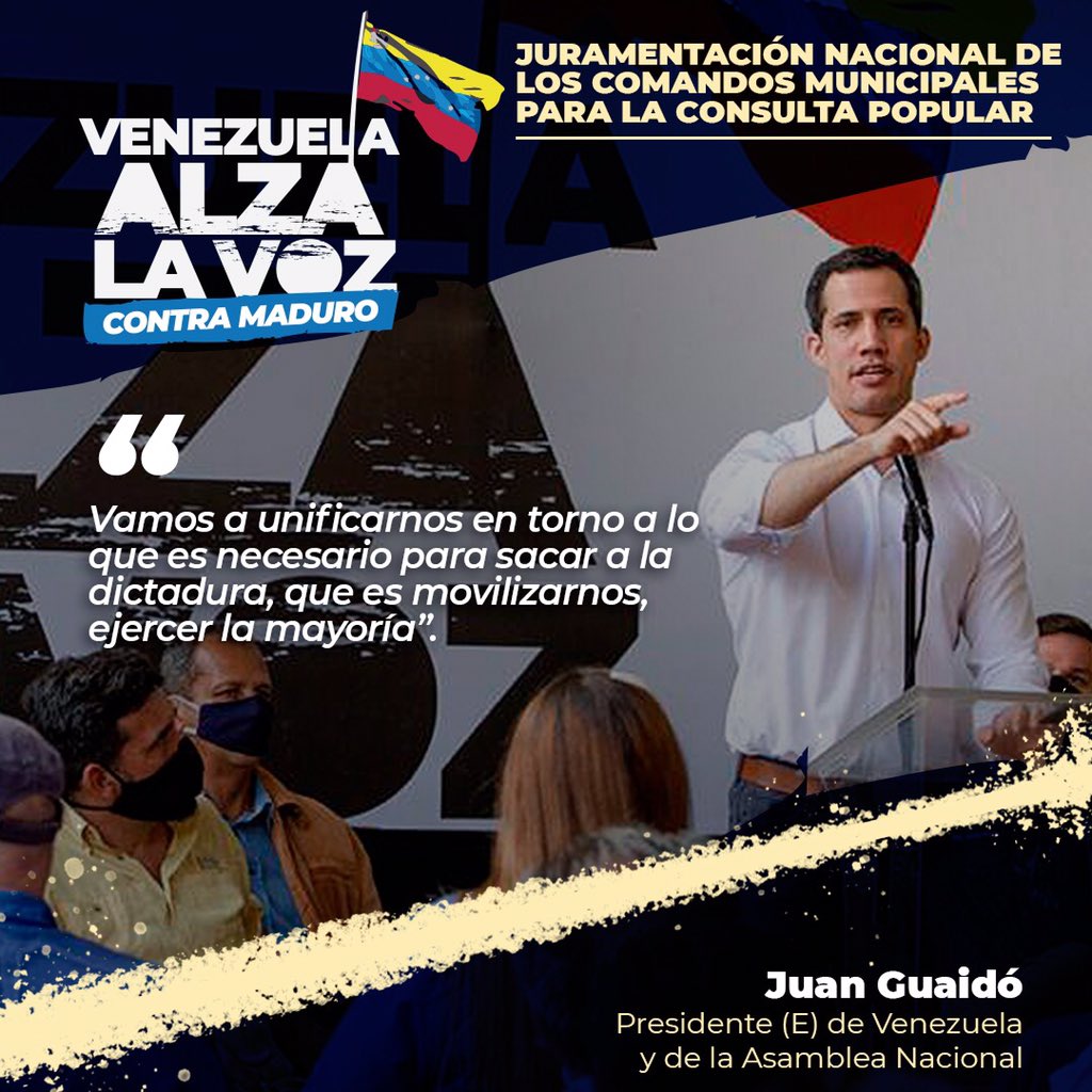 Vpyaritagua's tweet photo. Pdte. (E) @jguaido: "Esta Consulta no es un capricho, es reconocer que cada venezolano tiene un rol, es reconocer que cada simpatizante, ciudadano, abuelo y joven es parte del proceso de reconstrucción del país". #TodaVzlaAlzaLaVoz https://t.co/Ddlf0GFo2f