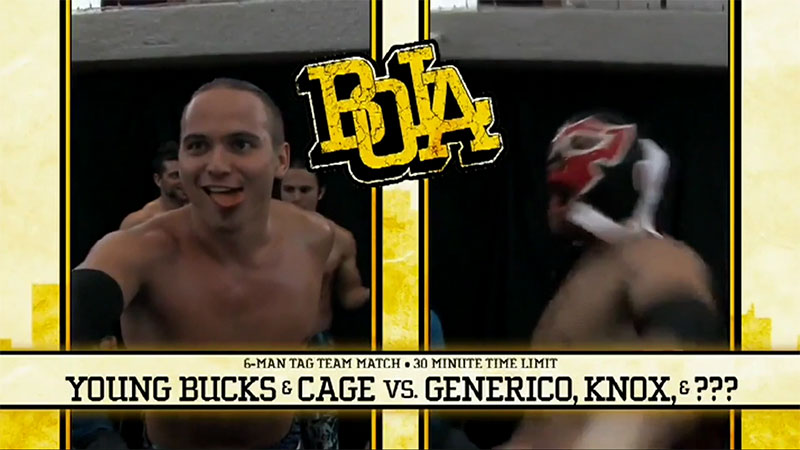 [Thread] PWG, Battle of Los Angeles Sept. 2 2012, The Young Bucks and Brian Cage versus El Generico and Rick Knox... and ???.This match has one of the best moments in PWG--possibly one of the best in wrestling. I love it.