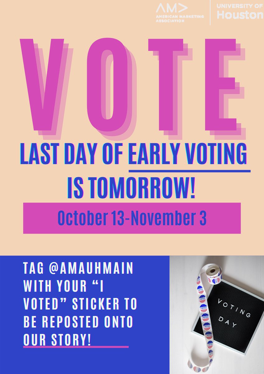 Hit up the booths and VOTE! 🗳Last day of early voting is tomorrow, and Election Day is Nov. 3. It’s super important and you’ll get a cute sticker! Tag us on Instagram for a repost! 🤗