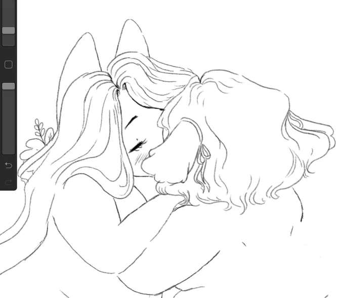wip of a happy couple of forest spirits!! started out as a sticker design... and turned into something else ft my oc, marigold ? 