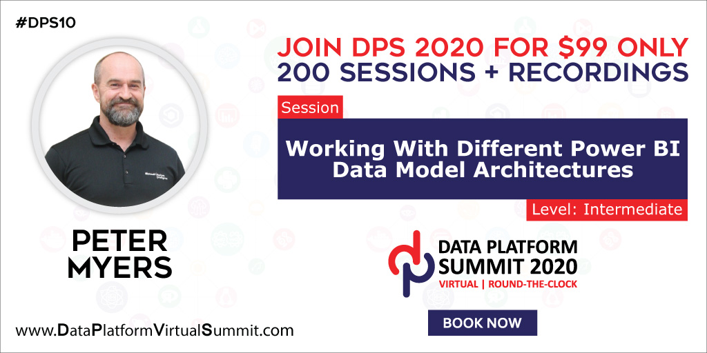 SQLMaestros's tweet image. Working with Different Power BI Data Model Architectures by Peter Myers at #DPS2020 is UN-MISS-ABLE.
Book your spot today with 50% discount code DPS50.
bit.ly/dps_2020
Pls RT
#SQLServe #AzureSQL #PowerBI #Datascience #AI #DPS10