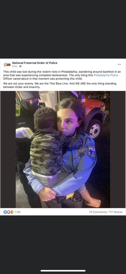 Then the National Fraternal Order of Police used that photo in a propaganda post, and lied to the American people calling the child lost and barefoot during the riots when in reality he was pulled from the car by the police. (Arguably kidnapped) (Thread: 3 of 4)