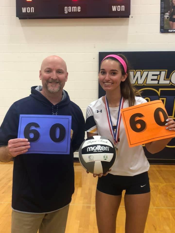 NDAEaglesVB's tweet photo. Congratulations to Ally Sosko for breaking the single season aces record at Notre Dame Academy with 60 aces. The previous record was 59 aces, set by Paige Roback in 2008. What an awesome accomplishment nice job Ally.￼ https://t.co/15OcQNwVji