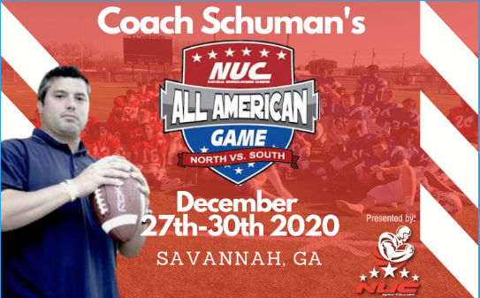 coachschuman's tweet photo. @KristianCale You are invited to Coach Schuman’s NUC All American Game In December. You Can Register At https://t.co/KCwDdqKrC2 using code Football19 for 50% off for invited athletes. https://t.co/s5jXIE8KUn