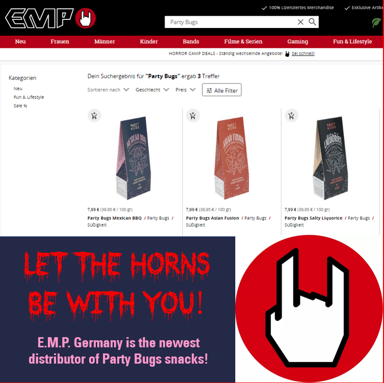E.M.P. Germany is the newest distributor of Party Bugs.

#eatingbugs #eatinginsects #eatinsects #edibleinsects #insektenessen #insektensnack #insectsnack #partybugs #partybugssnacks #partyparty #partysnacks #snackinsects #insectescomestibles #mangerdesinsectes #pienpanimoolut