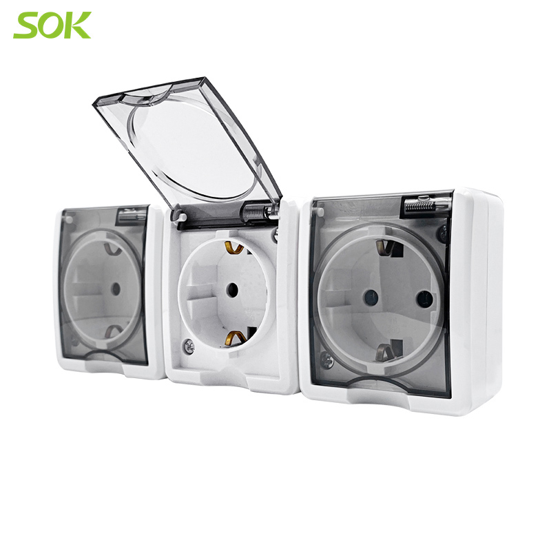 SOK_Export's tweet image. 1/2/3 Gang Schuko Power outlet with shutter (Surface Mounted) IP44
Type: Schuko Power outlet
Modular option: 1 Gang, 2 Gang, 3 Gang
Model No.: M44/16U/S
Rated Current: 16A 250V~
MOQ: 3000PCS
Learn More:📌 sokswitch.com
#SOKSWITCH #electricsocket #Europsocket