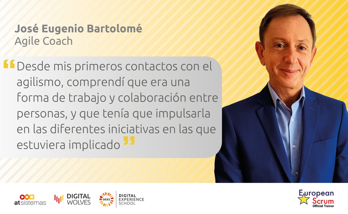 En esta ocasión, le damos la enhorabuena a José Eugenio Bartolomé por su reciente certificación como #EuropeanTrainer de la <a href="/europeanscrum/">European Scrum</a>, partner estratégico de <a href="/DEXS_School/">Digital Experience School</a>, nuestra escuela de formación online nacida de la experiencia.
europeanscrum.org/index.html