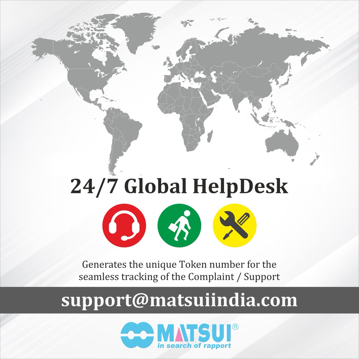 MatsuiIndia's tweet photo. ᴍᴀᴛꜱᴜɪ ɪɴᴅɪᴀ ɢʟᴏʙᴀʟ ʜᴇʟᴘᴅᴇꜱᴋ

Matsui India available for 24*7 for customer support. send your complaint/query to support@matsuiindia.com and get your unique complaint tracking number. https://t.co/gclnzk7AwU