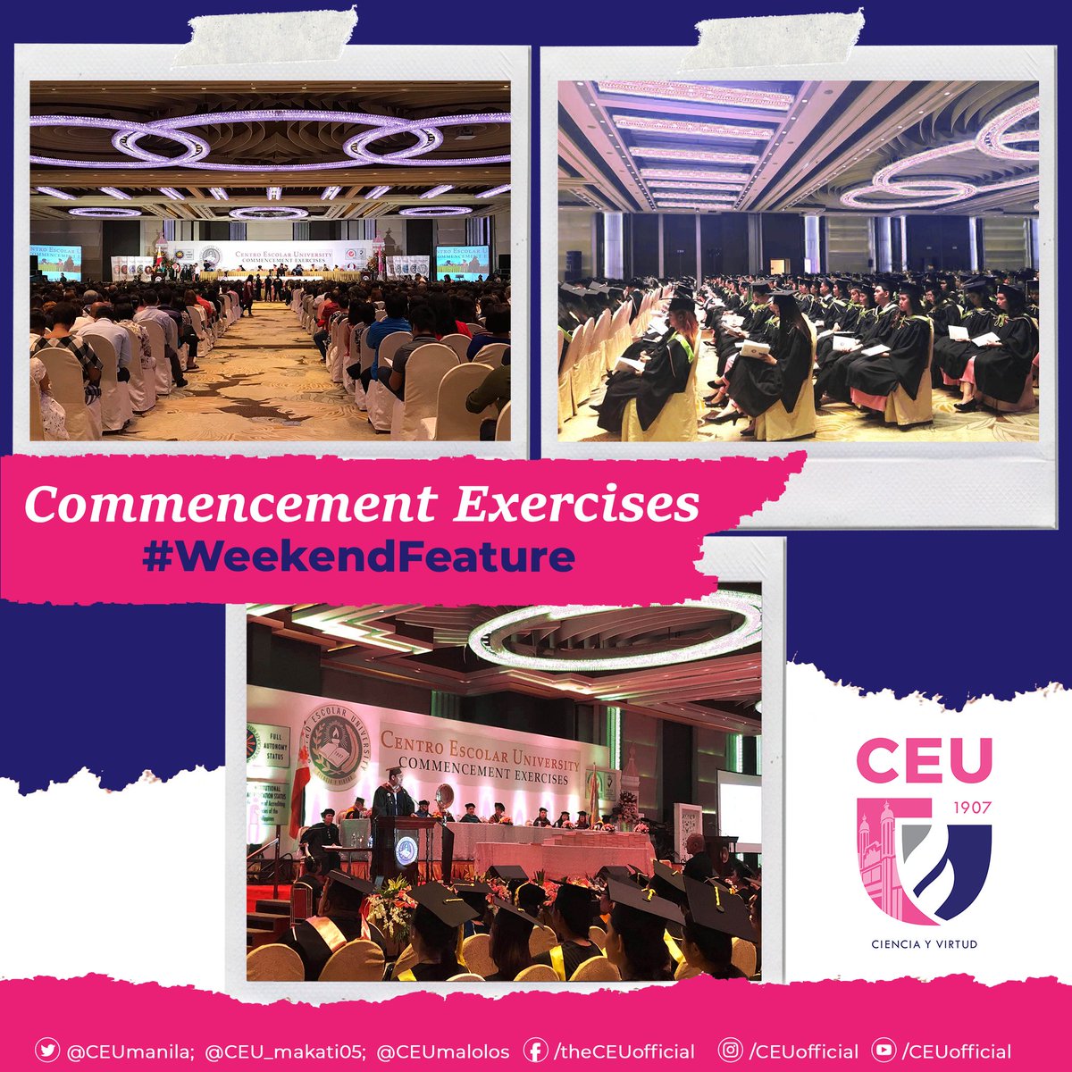 CEUmanila's tweet photo. The much-awaited CEU virtual commencement exercises usher the students to a new chapter of their lives. So for this week's #WeekendFeature, here are some remarkable facts about CEU's Graduation Rites: https://t.co/Ie3HVJ9nk1